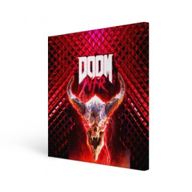 Холст квадратный с принтом Doom Enternal в Петрозаводске, 100% ПВХ |  | 3d | doom enternal | игра | компьютерная | логотип | планета | темный | шутер