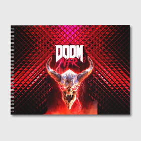 Альбом для рисования с принтом Doom Enternal в Петрозаводске, 100% бумага
 | матовая бумага, плотность 200 мг. | Тематика изображения на принте: 3d | doom enternal | игра | компьютерная | логотип | планета | темный | шутер