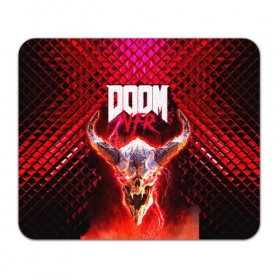 Коврик для мышки прямоугольный с принтом Doom Enternal в Петрозаводске, натуральный каучук | размер 230 х 185 мм; запечатка лицевой стороны | Тематика изображения на принте: 3d | doom enternal | игра | компьютерная | логотип | планета | темный | шутер