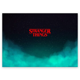 Поздравительная открытка с принтом STRANGER THINGS в Петрозаводске, 100% бумага | плотность бумаги 280 г/м2, матовая, на обратной стороне линовка и место для марки
 | stranger things | очень странные дела