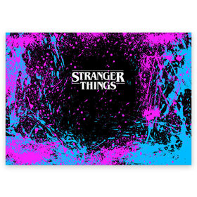 Поздравительная открытка с принтом STRANGER THINGS в Петрозаводске, 100% бумага | плотность бумаги 280 г/м2, матовая, на обратной стороне линовка и место для марки
 | stranger things | очень странные дела