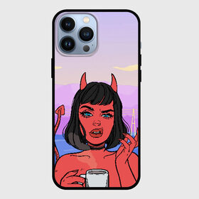 Чехол для iPhone 13 Pro Max с принтом What в Петрозаводске,  |  | coffee | demon | devil | girl | hell | девушка | демон | дьявол | кофе