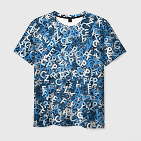 Мужская футболка 3D с принтом FCZP в Петрозаводске, 100% полиэфир | прямой крой, круглый вырез горловины, длина до линии бедер | fcz | белый | буквы | зенит | паттерн | питер | санкт петербург | сине бело голубые | синий | спб