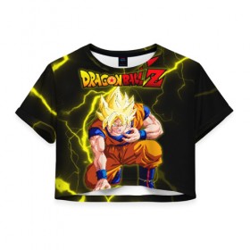 Женская футболка Cropp-top с принтом Dragon Ball (2) в Петрозаводске, 100% полиэстер | круглая горловина, длина футболки до линии талии, рукава с отворотами | Тематика изображения на принте: anime | ball | dragon | dragon ball | manga | son goku | аниме | дракон | жемчуг | жемчуг дракона | манга | мяч | сон гоку