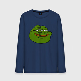 Мужской лонгслив хлопок с принтом PepeHappy в Петрозаводске, 100% хлопок |  | feels bad man | feels good man | pepe | pepe the frog | sad pepe | грустная лягушка | пепе