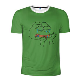 Мужская футболка 3D спортивная с принтом PepeCry в Петрозаводске, 100% полиэстер с улучшенными характеристиками | приталенный силуэт, круглая горловина, широкие плечи, сужается к линии бедра | feels bad man | feels good man | pepe | pepe the frog | sad pepe | грустная лягушка | пепе