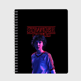 Тетрадь с принтом STRANGER THINGS - Дина в Петрозаводске, 100% бумага | 48 листов, плотность листов — 60 г/м2, плотность картонной обложки — 250 г/м2. Листы скреплены сбоку удобной пружинной спиралью. Уголки страниц и обложки скругленные. Цвет линий — светло-серый
 | 011 | down | eleven | netflix | season | series | strange | stranger | things | upside | дела | дина | загадочные | монстр | монстры | одиннадцать | очень | сезон | сериал | сериалы | события | странные | ужасы