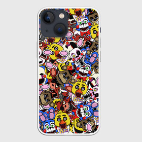 Чехол для iPhone 13 mini с принтом FNAF STICKERBOMBING в Петрозаводске,  |  | five nights | five nights freddy | fnaf | freddy nights | freddy s | фнаф | фредди