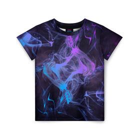 Детская футболка 3D с принтом Неоновый дым в Петрозаводске, 100% гипоаллергенный полиэфир | прямой крой, круглый вырез горловины, длина до линии бедер, чуть спущенное плечо, ткань немного тянется | magic | myst | neon | smoke | дым | магический эффект | неон | неоновый | облако | редактируемый | световое шоу | текстура | фон