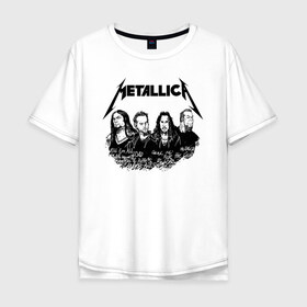 Мужская футболка хлопок Oversize с принтом Metallica в Петрозаводске, 100% хлопок | свободный крой, круглый ворот, “спинка” длиннее передней части | metalica | metallica | группа | джеймс хэтфилд | кирк хэмметт | ларс ульрих | метал | металика | металлика | миталика | музыка | роберт трухильо | рок | трэш | трэшметал | хард | хеви