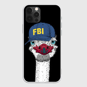 Чехол для iPhone 12 Pro Max с принтом FBI в Петрозаводске, Силикон |  | Тематика изображения на принте: beak | bird | blue | cap | fbi | funny | head | inscription | long | neck | ostrich | red | весёлый | голова | длинная | кепка | клюв | красный | надпись | птица | синяя | смешной | страус | фбр | шея