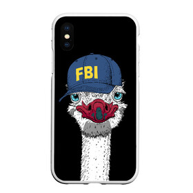 Чехол для iPhone XS Max матовый с принтом FBI в Петрозаводске, Силикон | Область печати: задняя сторона чехла, без боковых панелей | beak | bird | blue | cap | fbi | funny | head | inscription | long | neck | ostrich | red | весёлый | голова | длинная | кепка | клюв | красный | надпись | птица | синяя | смешной | страус | фбр | шея