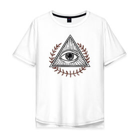 Мужская футболка хлопок Oversize с принтом Всевидящее око в Петрозаводске, 100% хлопок | свободный крой, круглый ворот, “спинка” длиннее передней части | всевидящее око | глаз | лучезарная дельта | масонство | масоны | творец