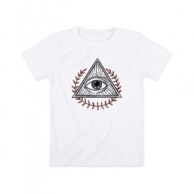 Детская футболка хлопок с принтом Всевидящее око в Петрозаводске, 100% хлопок | круглый вырез горловины, полуприлегающий силуэт, длина до линии бедер | всевидящее око | глаз | лучезарная дельта | масонство | масоны | творец