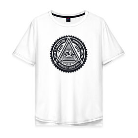 Мужская футболка хлопок Oversize с принтом Новый мировой порядок в Петрозаводске, 100% хлопок | свободный крой, круглый ворот, “спинка” длиннее передней части | Тематика изображения на принте: всевидящее око | глаз | дельта | доллар | иллюминаты | масонство | масоны