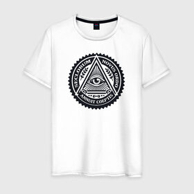 Мужская футболка хлопок с принтом Новый мировой порядок в Петрозаводске, 100% хлопок | прямой крой, круглый вырез горловины, длина до линии бедер, слегка спущенное плечо. | всевидящее око | глаз | дельта | доллар | иллюминаты | масонство | масоны