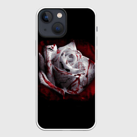 Чехол для iPhone 13 mini с принтом Кровавая роза в Петрозаводске,  |  | брызги | кровавая роза | кровь | роза | цветы