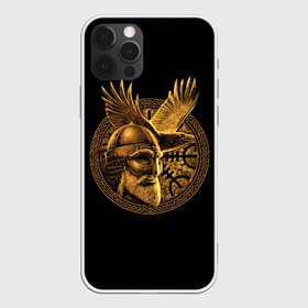 Чехол для iPhone 12 Pro Max с принтом Один в Петрозаводске, Силикон |  | beard | celtic | emblem | face | golden | helmet | myth | one | ornament | raven | runes | sword | viking | warrior | борода | викинг | воин | ворон | золотой | кельтский | лицо | меч | миф | один | орнамент | руны | шлем | эмблема