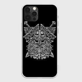 Чехол для iPhone 12 Pro Max с принтом Один в Петрозаводске, Силикон |  | beard | character | emblem | face | helmet | mythical | one | sword | viking | warrior | борода | викинг | воин | лицо | меч | мифический | один | персонаж | шлем | эмблема