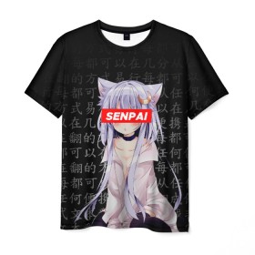 Мужская футболка 3D с принтом SENPAI ANIME в Петрозаводске, 100% полиэфир | прямой крой, круглый вырез горловины, длина до линии бедер | ahegao | anime | kawai | kowai | oppai | otaku | senpai | sugoi | waifu | yandere | аниме | ахегао | ковай | культура | отаку | сенпай | тренд | яндере