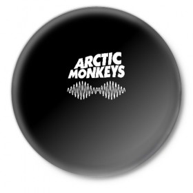 Значок с принтом ARCTIC MONKEYS в Петрозаводске,  металл | круглая форма, металлическая застежка в виде булавки | arctic monkeys | арктик манкис | арктические мартышки