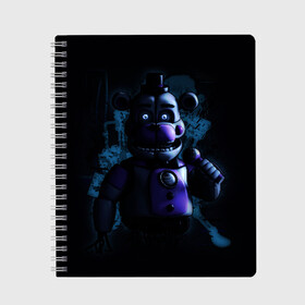 Тетрадь с принтом Five Nights at Freddy в Петрозаводске, 100% бумага | 48 листов, плотность листов — 60 г/м2, плотность картонной обложки — 250 г/м2. Листы скреплены сбоку удобной пружинной спиралью. Уголки страниц и обложки скругленные. Цвет линий — светло-серый
 | Тематика изображения на принте: 4 | animation | bonnie | chica | fnaf | foxy | freddy | funny | horror | pizza | scary | sfm | бонни | майк | ночей | пять | ужас | фокси | фредди | чика | шмидт