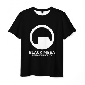 Мужская футболка 3D с принтом BLACK MESA в Петрозаводске, 100% полиэфир | прямой крой, круглый вырез горловины, длина до линии бедер | aperture laboratorie | black mesa | gordon freeman | half life | half life 3 | valve | блэк меса | вэлв | гордон фриман | халф лайф