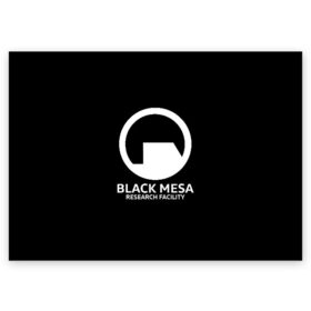 Поздравительная открытка с принтом BLACK MESA в Петрозаводске, 100% бумага | плотность бумаги 280 г/м2, матовая, на обратной стороне линовка и место для марки
 | Тематика изображения на принте: aperture laboratorie | black mesa | gordon freeman | half life | half life 3 | valve | блэк меса | вэлв | гордон фриман | халф лайф