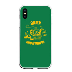 Чехол для iPhone XS Max матовый с принтом CAMP KNOW WHERE в Петрозаводске, Силикон | Область печати: задняя сторона чехла, без боковых панелей | Тематика изображения на принте: 80 е | 85 | camp know where | camp nowhere | dustin | netflix | stranger things | дастин | кепка дастина | нетфликс | очень странные дела