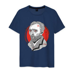 Мужская футболка хлопок с принтом Винсент Ван Гог в Петрозаводске, 100% хлопок | прямой крой, круглый вырез горловины, длина до линии бедер, слегка спущенное плечо. | 