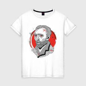 Женская футболка хлопок с принтом Винсент Ван Гог в Петрозаводске, 100% хлопок | прямой крой, круглый вырез горловины, длина до линии бедер, слегка спущенное плечо | 