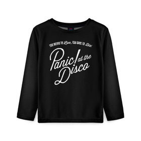 Детский лонгслив 3D с принтом PANIC! AT THE DISCO в Петрозаводске, 100% полиэстер | длинные рукава, круглый вырез горловины, полуприлегающий силуэт
 | panic | panic at the disco | paniс | patd | райан росс