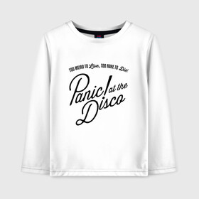 Детский лонгслив хлопок с принтом PANIC! AT THE DISCO (СПИНА) в Петрозаводске, 100% хлопок | круглый вырез горловины, полуприлегающий силуэт, длина до линии бедер | panic | panic at the disco | paniс | patd | райан росс