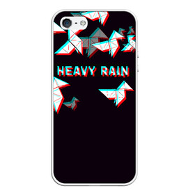 Чехол для iPhone 5/5S матовый с принтом Heavy Rain (Glitch) в Петрозаводске, Силикон | Область печати: задняя сторона чехла, без боковых панелей | Тематика изображения на принте: 3d | game | glitch | heavy rain | геометрия | глитч | игра | надпись | оригами | хеви рейн