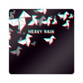 Магнит виниловый Квадрат с принтом Heavy Rain (Glitch). в Петрозаводске, полимерный материал с магнитным слоем | размер 9*9 см, закругленные углы | Тематика изображения на принте: 3d | game | glitch | heavy rain | геометрия | глитч | игра | надпись | оригами | хеви рейн