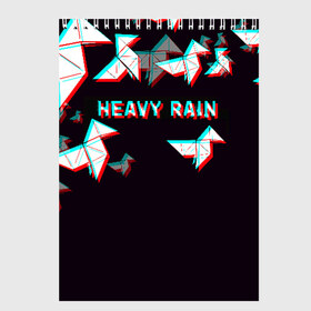 Скетчбук с принтом Heavy Rain (Glitch) в Петрозаводске, 100% бумага
 | 48 листов, плотность листов — 100 г/м2, плотность картонной обложки — 250 г/м2. Листы скреплены сверху удобной пружинной спиралью | 3d | game | glitch | heavy rain | геометрия | глитч | игра | надпись | оригами | хеви рейн