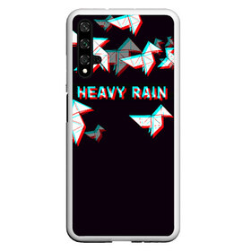 Чехол для Honor 20 с принтом Heavy Rain (Glitch) в Петрозаводске, Силикон | Область печати: задняя сторона чехла, без боковых панелей | 3d | game | glitch | heavy rain | геометрия | глитч | игра | надпись | оригами | хеви рейн