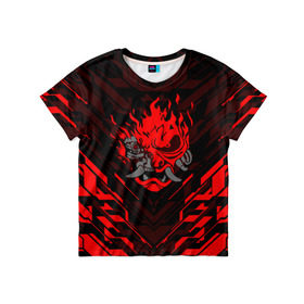 Детская футболка 3D с принтом CYBERPUNK 2077 (КИАНУ РИВЗ) в Петрозаводске, 100% гипоаллергенный полиэфир | прямой крой, круглый вырез горловины, длина до линии бедер, чуть спущенное плечо, ткань немного тянется | cd project red | cyberpunk 2077 | keanu reeves | samurai | киану ривз | киберпанк 2077 | самураи