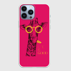 Чехол для iPhone 13 Pro Max с принтом Life is good в Петрозаводске,  |  | african | animal | giraffe | inscription | life is good | look | pink | pop art | tongue | yellow | африканское | взгляд | желтый | животное | жизнь хороша | жираф | надпись | очки | поп   арт | розовый | язык