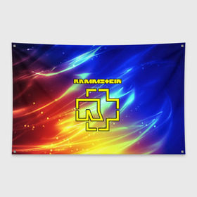Флаг-баннер с принтом RAMMSTEIN в Петрозаводске, 100% полиэстер | размер 67 х 109 см, плотность ткани — 95 г/м2; по краям флага есть четыре люверса для крепления | lindemann | rammstein | рамштайн | тилль линдеманн