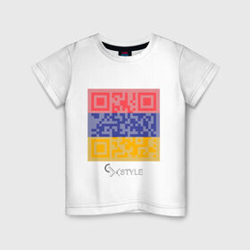 Детская футболка хлопок с принтом QR-Armenia в Петрозаводске, 100% хлопок | круглый вырез горловины, полуприлегающий силуэт, длина до линии бедер | Тематика изображения на принте: cxstyle | qr | армения | код | символ | страна | флаг