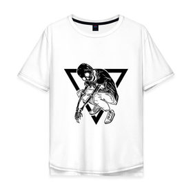 Мужская футболка хлопок Oversize с принтом Triangle Skull в Петрозаводске, 100% хлопок | свободный крой, круглый ворот, “спинка” длиннее передней части | bone | bones | кости | треугольник | череп