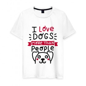 Мужская футболка хлопок с принтом Любитель Собак в Петрозаводске, 100% хлопок | прямой крой, круглый вырез горловины, длина до линии бедер, слегка спущенное плечо. | dog | lover | любовь | пес | псы | собакен | собаки | собек
