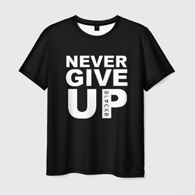 Мужская футболка 3D с принтом NEVER GIVE UP САЛАХ в Петрозаводске, 100% полиэфир | прямой крой, круглый вырез горловины, длина до линии бедер | liverpool | never give up | salah | ливерпуль | салах