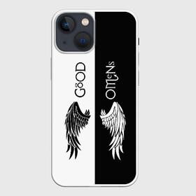 Чехол для iPhone 13 mini с принтом GOOD OMENS в Петрозаводске,  |  | evil | good | good omens | азирафель. | ангел кроули | благие намерения сериал | гуд оменс | демон | дэвид теннант | майкл шин