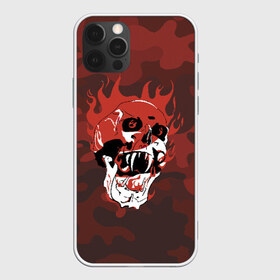 Чехол для iPhone 12 Pro Max с принтом Flame в Петрозаводске, Силикон |  | fangs | fire | flame | grin | halloween | jaw | orbits | skull | teeth | клыки | оскал | пламя | хэллоуин