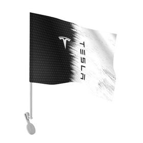 Флаг для автомобиля с принтом TESLA (2) в Петрозаводске, 100% полиэстер | Размер: 30*21 см | elon | elon musk | musk | space | tesla | автолюбитель | автомобиль | илон маск | тесла