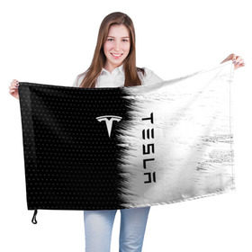 Флаг 3D с принтом TESLA (2) в Петрозаводске, 100% полиэстер | плотность ткани — 95 г/м2, размер — 67 х 109 см. Принт наносится с одной стороны | elon | elon musk | musk | space | tesla | автолюбитель | автомобиль | илон маск | тесла