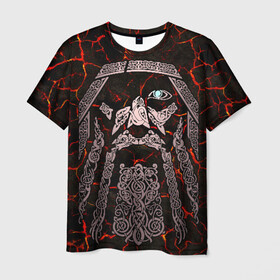 Мужская футболка 3D с принтом Odinn в Петрозаводске, 100% полиэфир | прямой крой, круглый вырез горловины, длина до линии бедер | good | viking | vikings | бог | викинг | викинги | кельтское | один | плетение | скандинавы | славяне | язычник