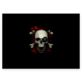 Поздравительная открытка с принтом Пиратский Череп в Петрозаводске, 100% бумага | плотность бумаги 280 г/м2, матовая, на обратной стороне линовка и место для марки
 | Тематика изображения на принте: пират | пиратский череп | флаг | череп